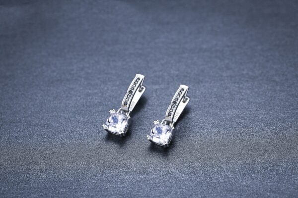 Inlaid Copper-plated Square Zircon Earrings - Image 3