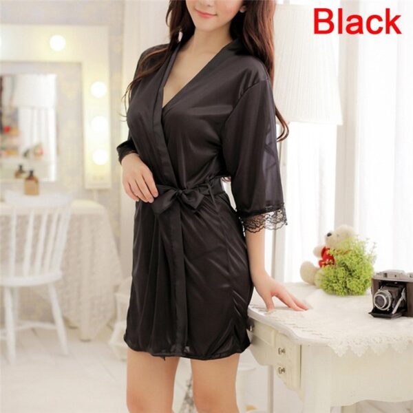 Women's Sexy Lingerie Set Sexy Ice Silk Robe with Bathrobe - Image 2