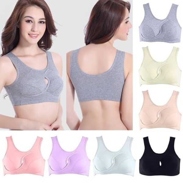 Plus Size Women Bra Ladies Cotton Quake-Proof Underwear Sleep Tops No Buckles Non Wire Lingerie With Removable Padded (Copy)