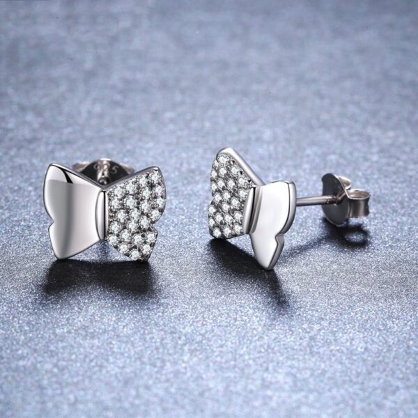 Korean Style Cute And Compact Butterfly Copper Plated Stud Earrings - Image 4