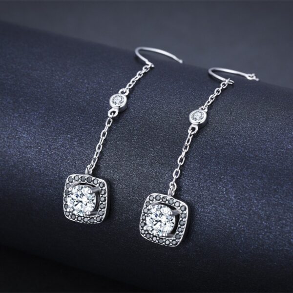 Light Luxury Long Copper Plated Zircon Earrings - Image 3