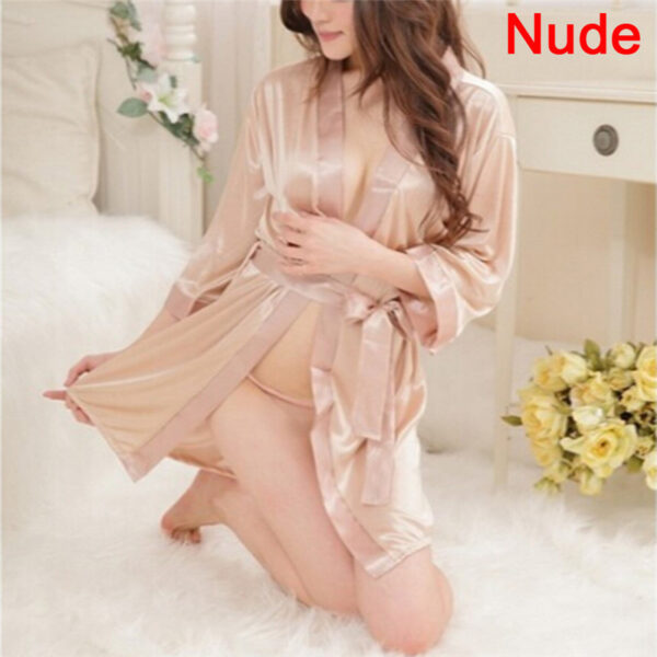 Women's Sexy Lingerie Set Sexy Ice Silk Robe with Bathrobe - Image 5