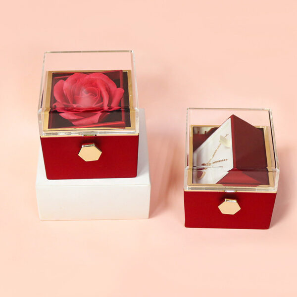 Rotating Soap Flower Rose Gift Box Creative Rotating Rose Jewelry Packaging Box Valentine's Day Gift For Women - Image 7