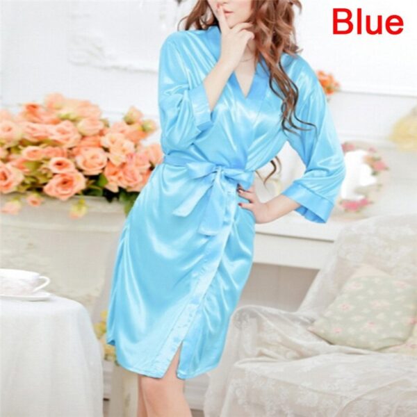 Women's Sexy Lingerie Set Sexy Ice Silk Robe with Bathrobe - Image 6