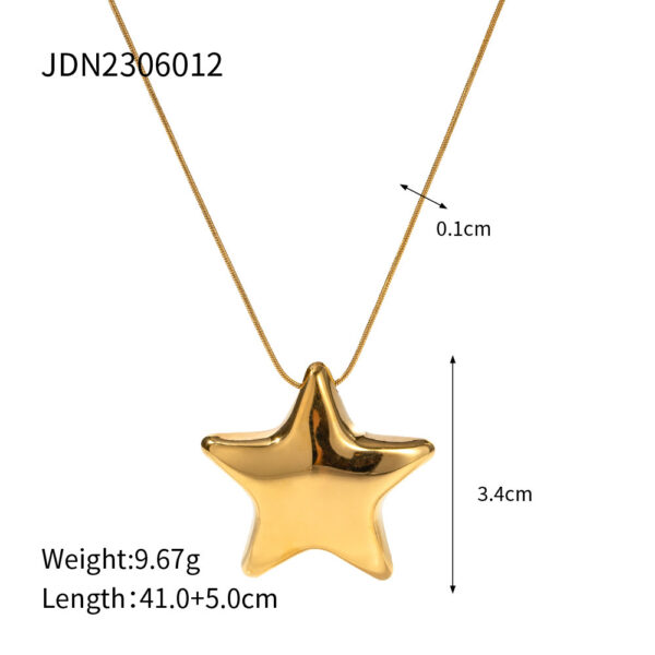 New 18K Gold-plated Necklace Jewelry Stainless Steel Five-pointed Star - Image 4