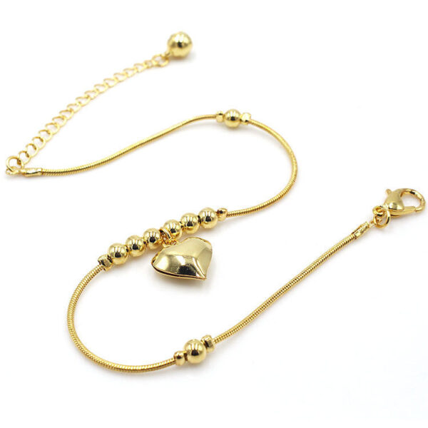 Fashionable Golden Heart-shaped Pendant Anklet - Image 2