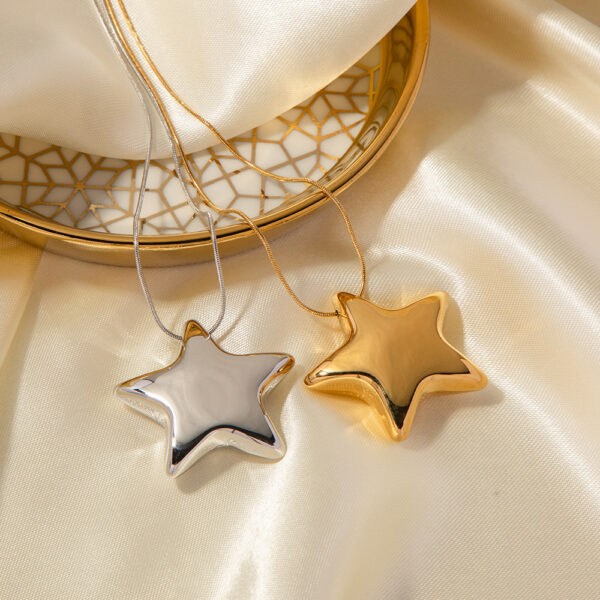 New 18K Gold-plated Necklace Jewelry Stainless Steel Five-pointed Star - Image 6