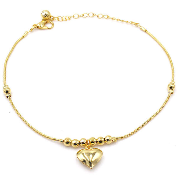 Fashionable Golden Heart-shaped Pendant Anklet - Image 6