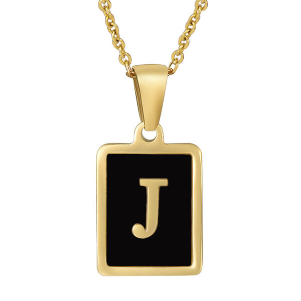 18K Gold Stainless Steel Square Letter Necklace For Women - Image 6