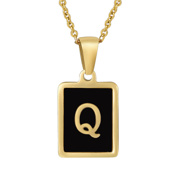 18K Gold Stainless Steel Square Letter Necklace For Women - Image 4