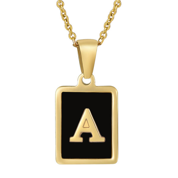 18K Gold Stainless Steel Square Letter Necklace For Women - Image 3