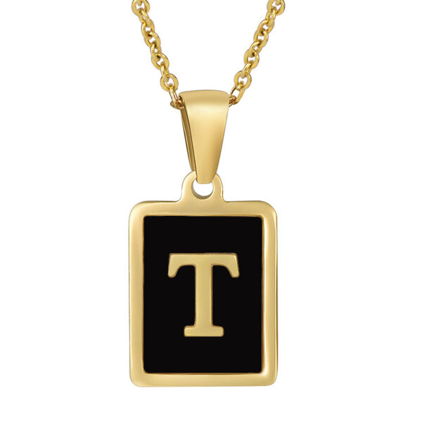 18K Gold Stainless Steel Square Letter Necklace For Women - Image 2