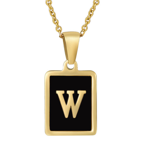 18K Gold Stainless Steel Square Letter Necklace For Women - Image 9