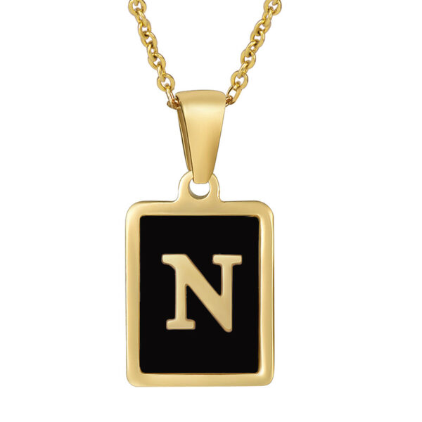 18K Gold Stainless Steel Square Letter Necklace For Women - Image 8