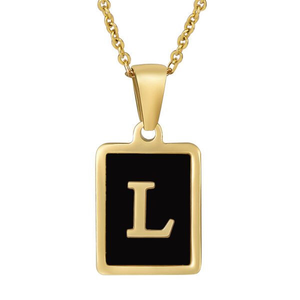 18K Gold Stainless Steel Square Letter Necklace For Women - Image 5