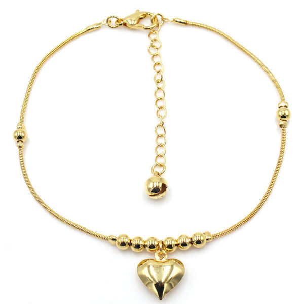 Fashionable Golden Heart-shaped Pendant Anklet - Image 4