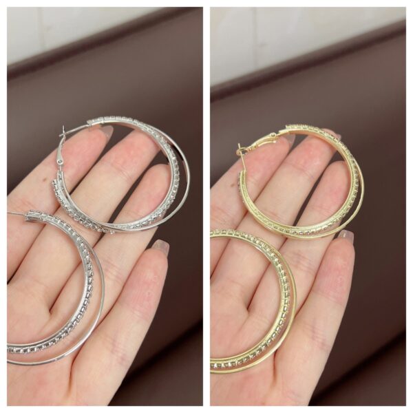 Diamond Simple Bracelet Eardrop Earring Korean Simple Temperamental - Image 3