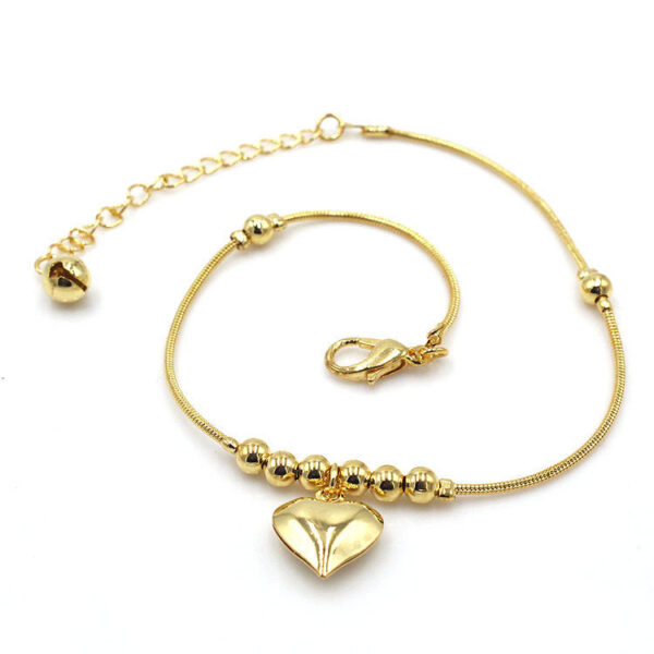 Fashionable Golden Heart-shaped Pendant Anklet - Image 5