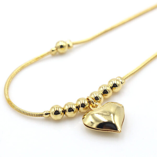 Fashionable Golden Heart-shaped Pendant Anklet - Image 3